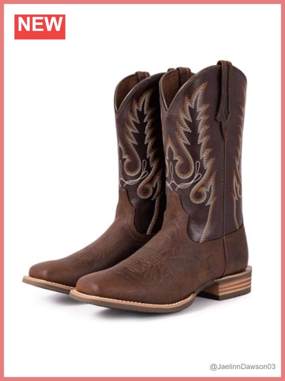Women's Cowboy Boots Mid Calf Leather Square Toe Cowgirl Western Embroidered